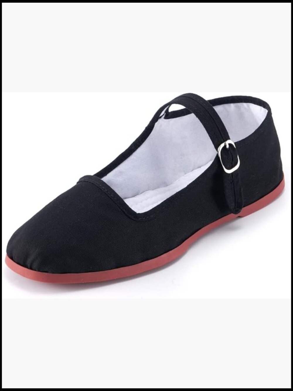 China Flats Casual Cotton Mary Janes Square Toe Buckle Lightweight Summer